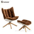 Cadeira de sofá de madeira de madeira moderna de madeira giratória